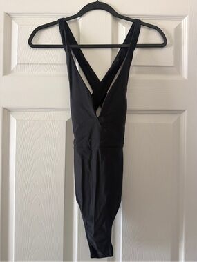 Summersalt Black Plunge-Neck One-Piece Swimsuit with Crisscross Back